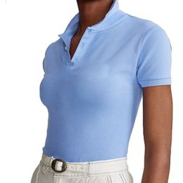 Top Material design Summer 100% Cotton Ladies Short Sleeve PoloShirt Casual Polos Woman Clothes Lapel Slim Solid colorTops 240409