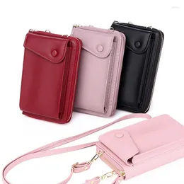 Shoulder Bags Ladies Solid PU Leather Clutch Bag Small Crossbody For Women Purses Slot Card Pink Green Mini Phone