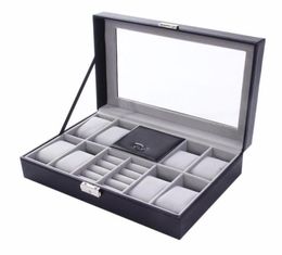 Watch Box 8 3 Mixed Grids 30 20 8cm Leather Suede Inside Word Buckle Storage Jewellery Ring Display Storage Mens Case Top New209F9505708