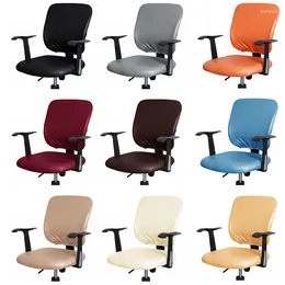 Chair Covers 1 Set Waterproof Split Swivel Cover Office PU Leather Computer Soild Colour Dirt Resistant