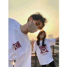 Designerwomen's Hoodies Sweatshirts Different Couple T-shirts Summer Korean Edition New Trendy Brand Design Strawberry Bear Short Sleeve Roora