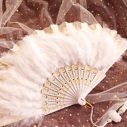 1 Pcs Japanese Lolita Black White Fan Lace Embossed Flower Wedding Favours Folding Hand Fans Fan Tea Party Feather Fan
