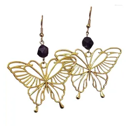 Dangle Earrings Japan And South Korea Ins Cold Wind Trend Cool Hollow Butterflies Novel Temperament Female Amethyst