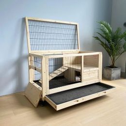 Indoor Rabbit Cage Solid Wood Rabbit Nest Guinea Pig Cage Hedgehog Turtle Cage Guinea Pig Cage Totoro Room