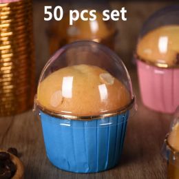 50pcs Case Wedding Party Caissettes Golden Muffin Wrapper Paper Cupcake mold Paper Cup Oilproof Cupcake Liner Baking Cup Tray