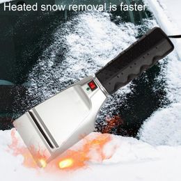 Heated Windshield Scraper Snow Ice Scraper Anti Slip Handle Multipurpose Portable Fast Heating 12V Heated Windshield Ice Scraper