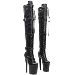 Dance Shoes Leecabe 20CM/8inches Matte PU Upper Pole Dancing High Heel Over Knee Closed Toe Boots