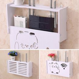 Cable Storage Box Router Wall Attachment Accessory Tool Gear White Holder No Drill Living room Bedroom Bracket Organiser
