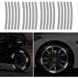 Window Stickers 14 8.5cm 20PCS Reflective Tire Edge Strip Sticker Car Motorcycle Bicycle Wheel Scratch Proof Paste Reflect Light DIY