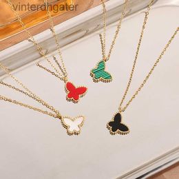 High End Vancelfe Brand Designer Necklace White Fritillaria Butterfly Titanium Steel Lock Chain 18k Gold Small and High End Trendy Designer Brand Jewellery