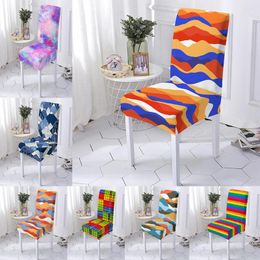 Chair Covers Geometry Cover Anti-Dirty Elastic Stripe Print Slipcover Stretch Washable Seat Case For Living Dining Room Party