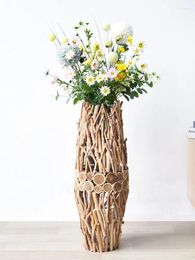 Vases Creative Wooden FLOOR Large Decoration Living Room Flower Arrangement Nordic Simple Dry Glass