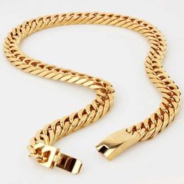 Pendant Necklaces Granny Chic 15mm 7-40 inch Gold Sturdy 316L Stainless Steel Jewellery Curled Cuban Chain Necklace Mens NecklaceQ