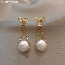Dangle Earrings 2024 Korea's Elegant Bow Stud Earring Luxury High Imitation Pearl Pendant For Women's Fashion Unusual Jewellery Gifts