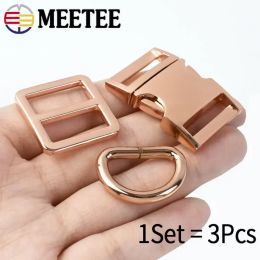 Meetee 15-38mm Bag Strap Buckles Metal Quick Release Buckle D Ring Tri Glide Adjuster Clasp Backpack Belt Dog Hook Accessories