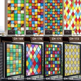 Window Stickers Glass Film European Retro Painted Art Anti-Glare Static Glue-Free Frosted Grille Home Decoration Sticker