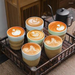 Cups Saucers 250ML Ceramic Coffee Cup Of Cappuccino Latte Mug Without Handgrip For Office And Home Microwave Oven Safe