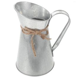 Vases Tin Flower Bucket Vintage Vase Decorative Iron Wedding Metal Chic Dried Multi-function Kettle