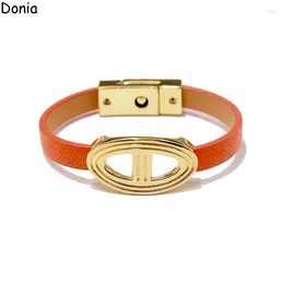 Bangle Donia Jewelry European And American Fashion 316L Stainless Steel Pig Nose Bracelet Leather Rope Luxury