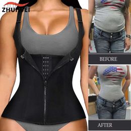 Slimming Belt Women Waist Trainer Corset Zipper Vest Body Shaper Cincher Shapewear Slimming Belt Sports Girdle Neoprene Sauna Tank Top 240409