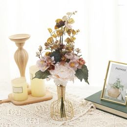 Decorative Flowers Artifical Peony Bride Bouquet Silk For Fake Wedding Living Room Home Garden Indoor Table Decoration DIY Vase Accessories