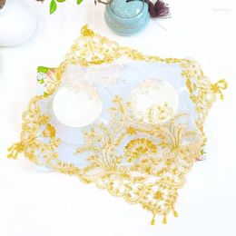 Table Cloth Gold Beads Flowers Embroidery Cover Wedding Dining Tablecloth Kitchen Christmas Decoration And Accessories