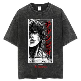 Anime Grappler Baki Hanma T Shirts Unisex Harajuku Streetwear Fashion Washed T-Shirts 100% Cotton Summer Clothes Casual Wear 240409