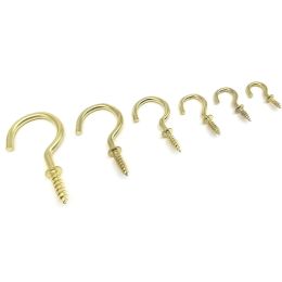 140pcs 4 Sizes C Cup Hook Spiral Hanger Screw in Eyescrew for Picture Lamp Light Ceiling RV Tool Plant Curtain Net Wire Golden