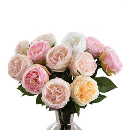 Decorative Flowers Natural Rose Touch Artificial Faux 3pcs 62cm Long Stem Austen Roses Fake For Home Wedding Bridal Bouquet