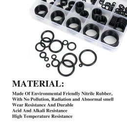200pcs Rubber O-ring Gasket Pack Nitrile Rubber High Pressure O-ring Seal Set NBR Faucet Seal Valve O Rubber Ring Set