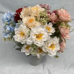 Decorative Flowers 2PCS 6-head Bobo Peony Artificial Flower Bundle Wedding Roadmap Set Home Pography Prop Silk