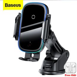 Chargers Baseus Qi Car Wireless Charger 15W Induction Car Mount Fast Wireless Charging With Car Phone Holder For IPhone 11 Samsung Xiaomi