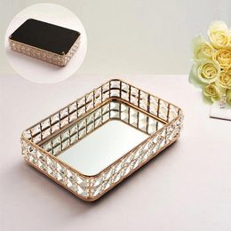 Plates Vintage Crystal Glass Mirror Tray Desktop Dessert Fruit Holder Jewellery Display Storage Plate