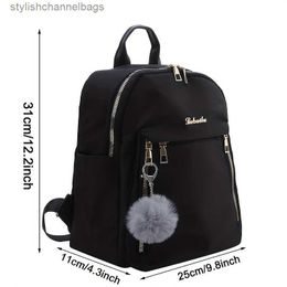 Other Bags Backpack Simple Oxford Cloth Backpack Lightweight Travel Daypack Trendy Laptop Schoolbag With Pompom Ball Pendant