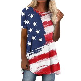 Summer USA American Flag 3D Print T-shirt Streetwear Women Short Sleeve T Shirts Y2K Tops Tees Woman Female Oversized Clothing