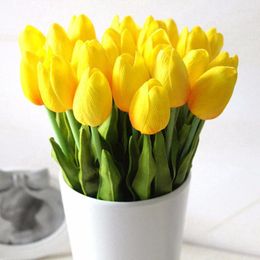 Decorative Flowers White Tulips Artificial Fake Decoration Autumn Spring Garden Home Decor Flower Wedding Bride Bouquets