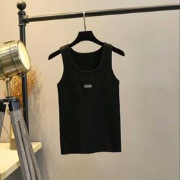 Women's Tanks Camis Womens top hot T-shirt European American hot embroidered summer T-shirt cotton womens tank top casual tank top 3 Colours J240409