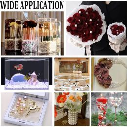 150pcs Floating Pearls Vase Filler Beads Centerpieces Beads No Hole Faux Beads Water Candle Beads for Makeup Brush Holder