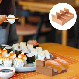 Flatware Sets Japanese Hand-held Sea Urchin Rack U-shaped Sushi Taco Roll Presentation Wooden Serving Tray Display Stand Holder