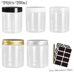 Food Jars Canisters 24Pcs 250ml Storae Jars with Lids Clear Round Canister Empty Plastic Cosmetic Jar Food Storae Containers Travel Kitchen Supply L49