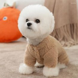 Dog Apparel Puppy Four Legged Fleece Cartoon Sticker Embroidered Clothes Pets Can Pull Small Teddy Warm Winter