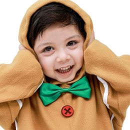 Xmas Gingerbread Man Kids Costume Cute Gingerbread Onesie Pajamas Kids Christmas Cosplay Party Novelty Clothing Holiday Gifts