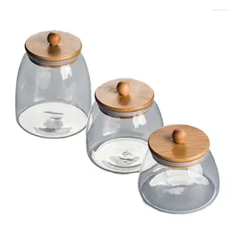 Storage Bottles 3PCS Wooden Lid Glass Sealed Jar Large Capacity Mason Jars Food Container Tea Candy Kitchen Bottle