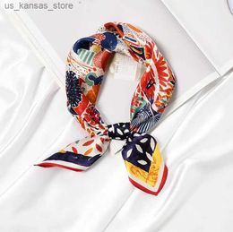 Scarves 53X53 CM Fashion Women Square Silk Scarf All-match Wraps Colourful Pattern Spring Summer Head Neck Hair Tie Band Neckerchief240409