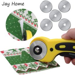 5/10Pcs 45mm Rotary Cutter Blade Quilting Fabric Paper Leather Rotary Cutters Replacement Blades with Storage Case Sewing Tools