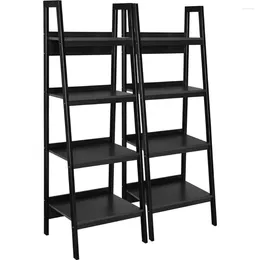 Decorative Plates Lawrence 4 Shelf Ladder Bookcase Bundle Black
