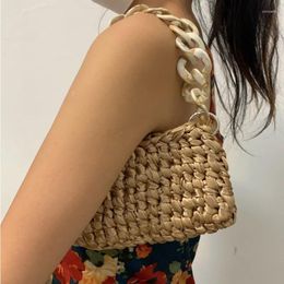 Totes Acrylic Hand-woven Handbags Summer Woven Tote Bag Simple Texture Dinner Party Handmade Casual Elegant Fashion Portable Evening B