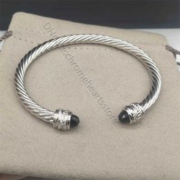 5MM Silver Twisted Cuff Bangle Bracelets Fashion Women Men Charm Bracelet hook Wire Woman Designer Cable Jewellery Exquisite Accessories Top Trending gifts HENL