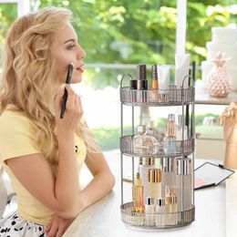 Storage Boxes 360 Rotating Cosmetic Box Large Capacity Multi-Layer Makeup Organizer Detachable Rotatable Desktop Transparent