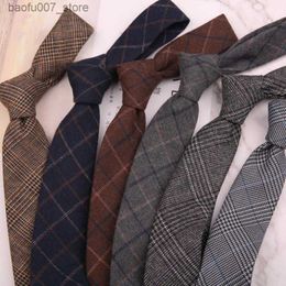 Neck Ties Mens imitation wool tie 6cm narrow British style casual business hand PlaidQ